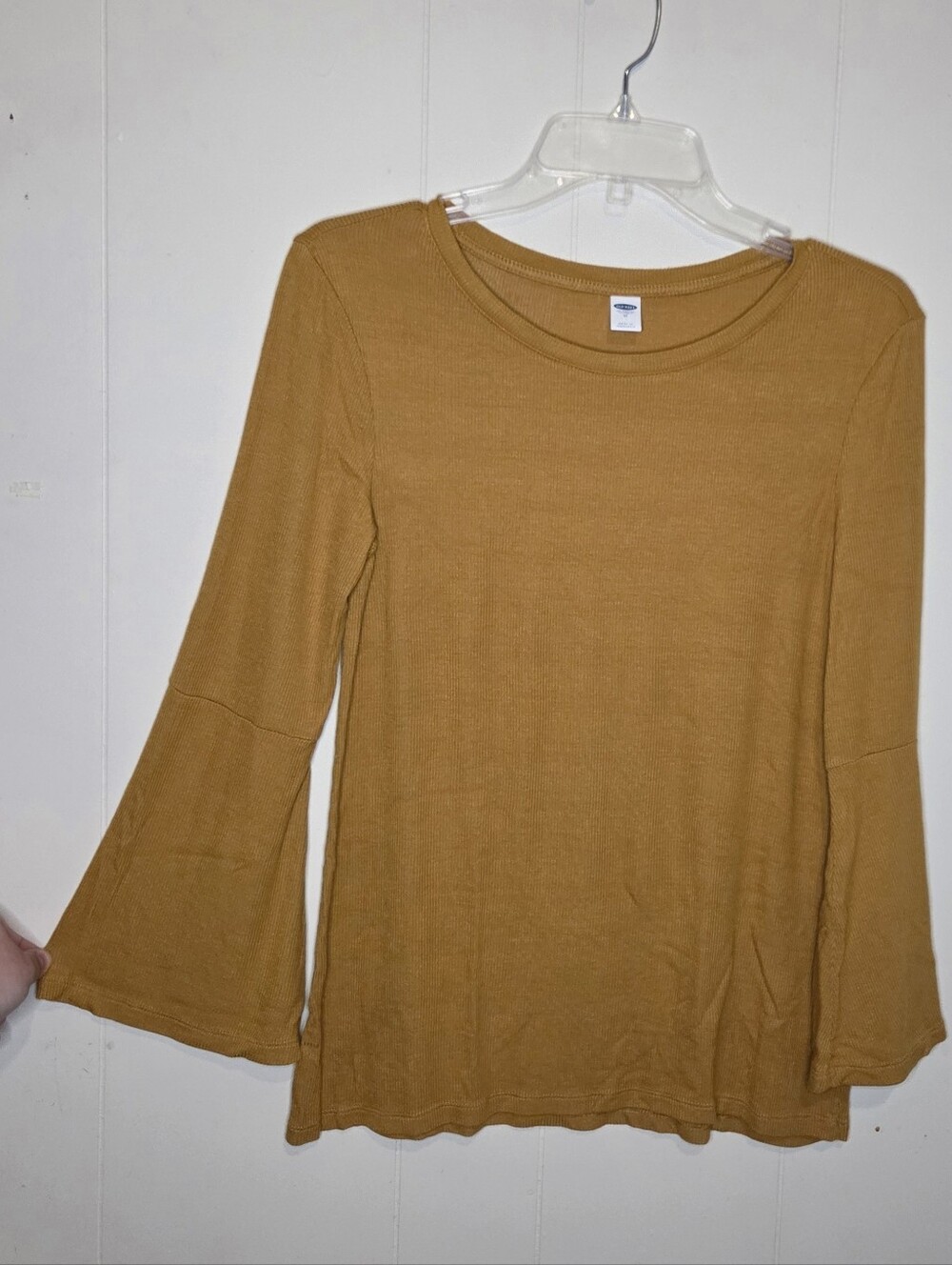 Old Navy soft-ribbed Spicy Yellow Semi Fitted bell sleeve blouse